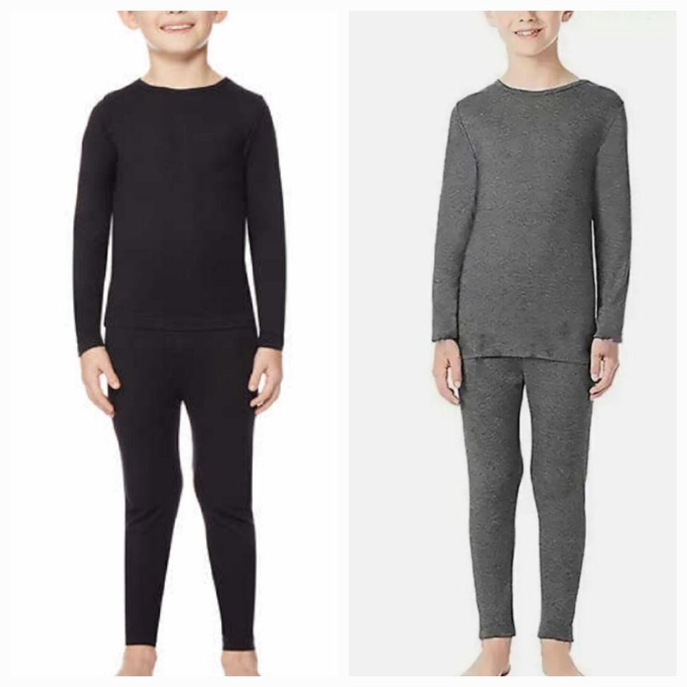 💜32 Degrees 2 Sets Gray & Black Thermal Top & Leggings Youth Large #1